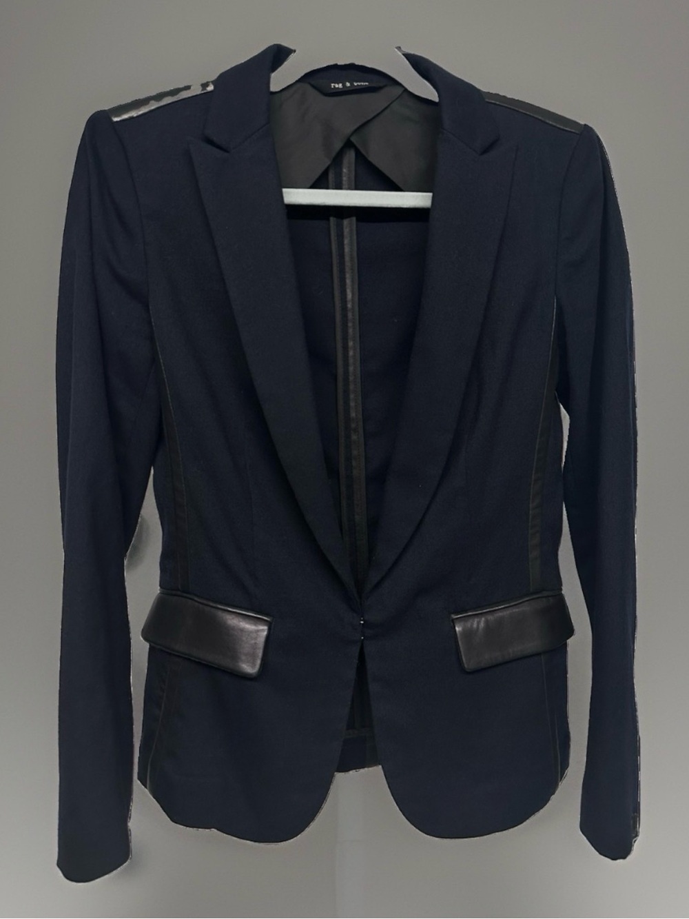 Rag & Bone Lamb Leather Wool tailored blazer 2